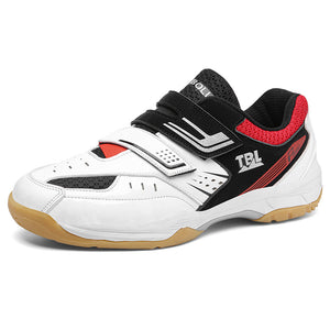 Unisex badminton training shoes in white and green and white black red colors