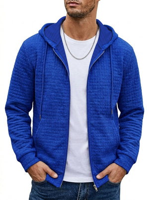 Men's zip-up hooded cardigan sweatshirt jacket in various colors with side pockets