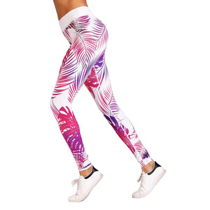 Red print women's yoga leggings for fitness and running