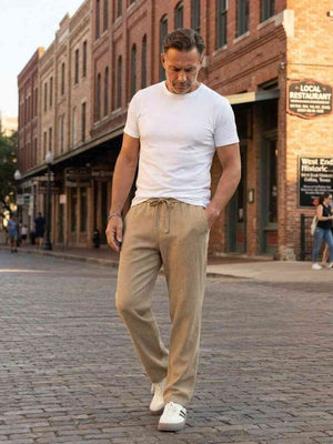 Men's high-stretch anti-wrinkle casual pants in various views