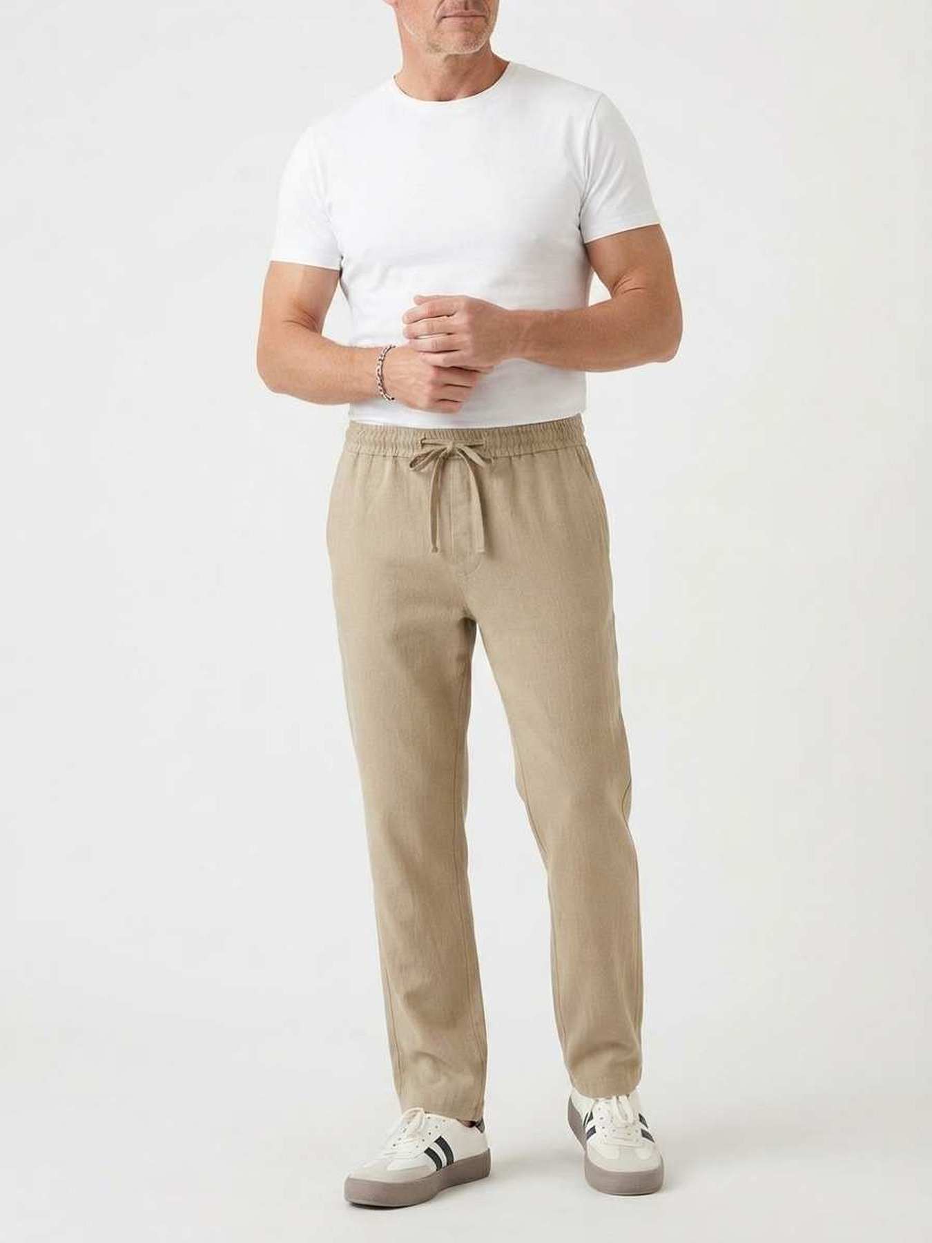 Men's anti-wrinkle stretch casual pants in various views