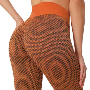 Plaid high-waist seamless gym leggings with pleated dot pattern in assorted colors