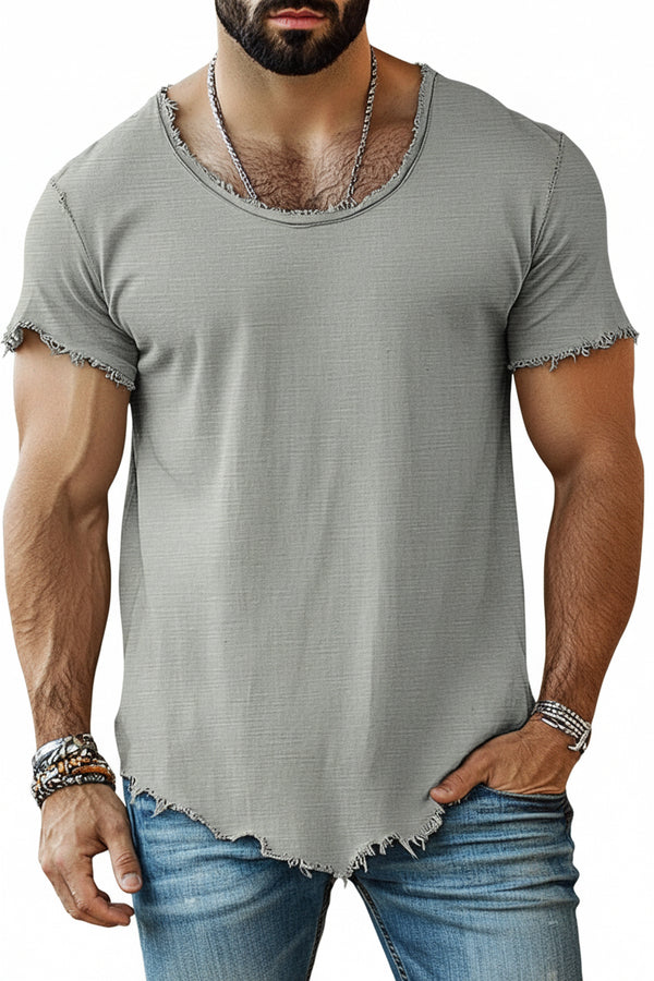 MEN'S SOLID COLOR SHORT SLEEVE COTTON T-SHIRT