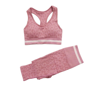 Women’s leopard print seamless high waist yoga set in multiple colors