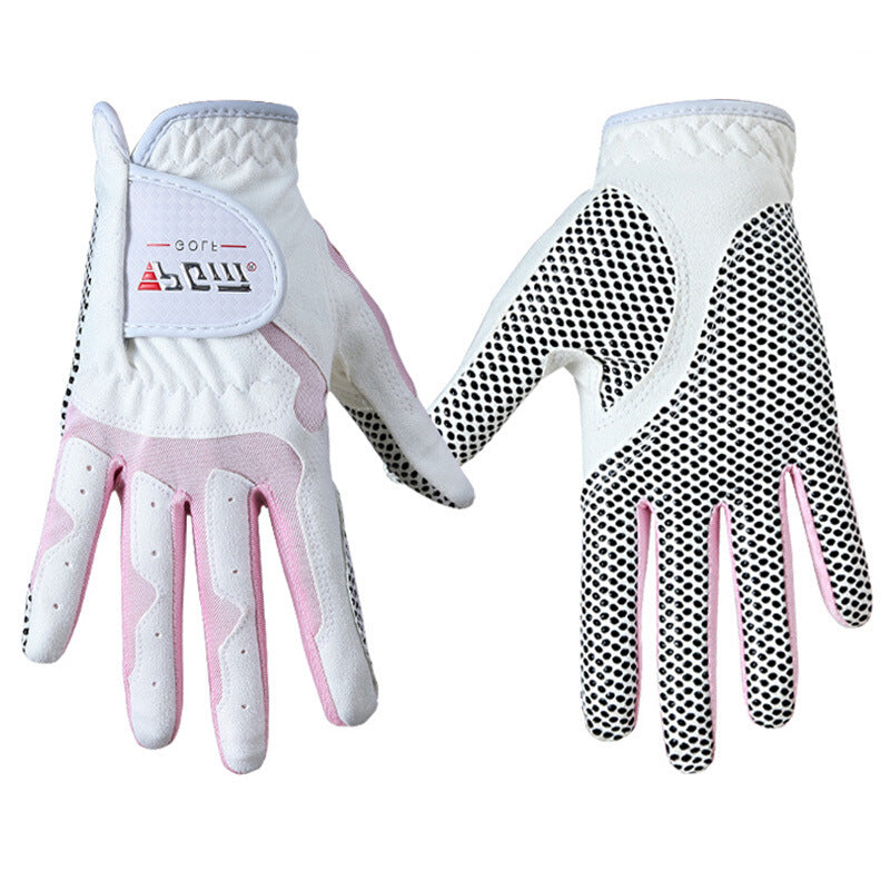 Ladies breathable microfiber golf gloves with anti-skid palm grip
