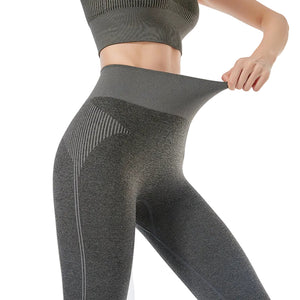 Ports Running Peach performance leggings in black and grey showing full coverage and flexible fit