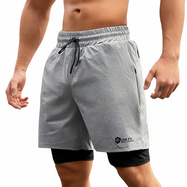 MEN'S QUICK DRY ZIPPERED FITNESS SHORTS