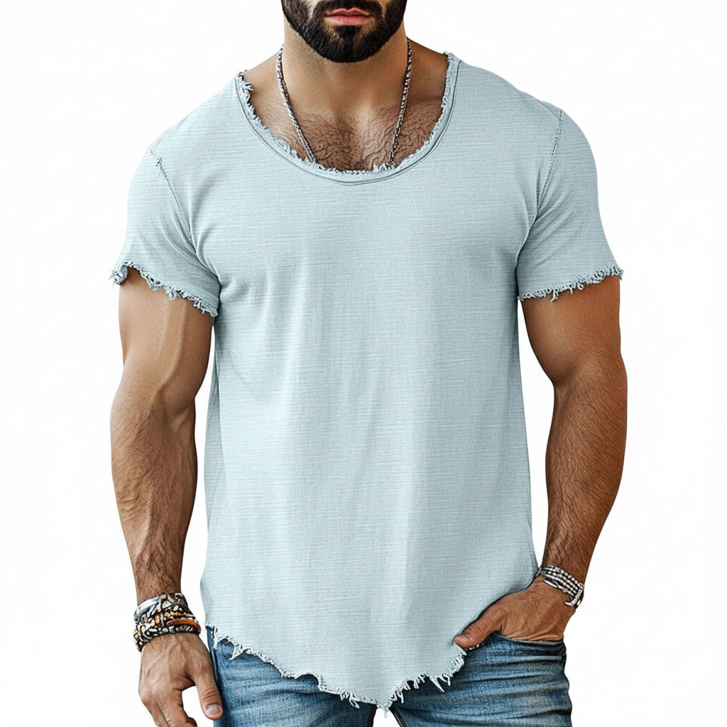 Men's solid color short sleeve cotton t-shirt in various colors