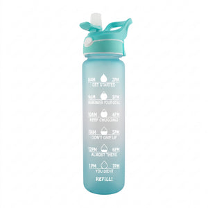 SPORTS WATER BOTTLE WITH STRAW AND TIME MARKER 1000ML