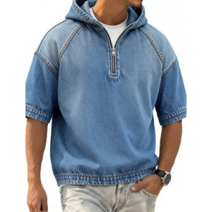 Men's half-zip sports hoodie with hood in various colors