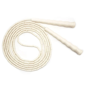 Adjustable bamboo handle skipping rope with soft beads in various colors