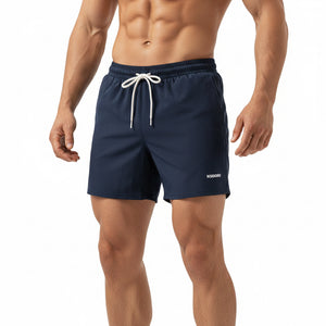 Mens summer wind-blocking cycling shorts in blue, black, and gray colors