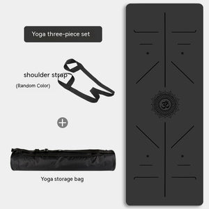 Natural rubber non-slip professional yoga mat set in various colors with shoulder strap and storage bag