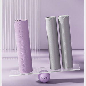 Premium yoga mat with binding rope in green, purple, and pink colors