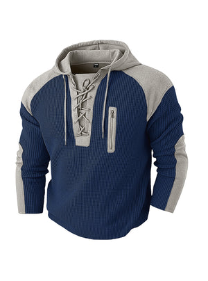 Men's waffle-weave sweatshirt with drawcord in various colors
