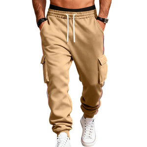 Men's fleece-lined warm outdoor sweatpants in multiple colors with drawstring waist and pockets