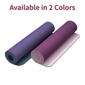 Purple non-slip TPE yoga mat measuring 72 by 24 inches for fitness and Pilates