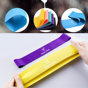 Set of three resistance fitness bands with storage bag