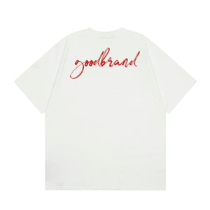 Warhorse print casual short-sleeve t-shirt in black, white, and red colors