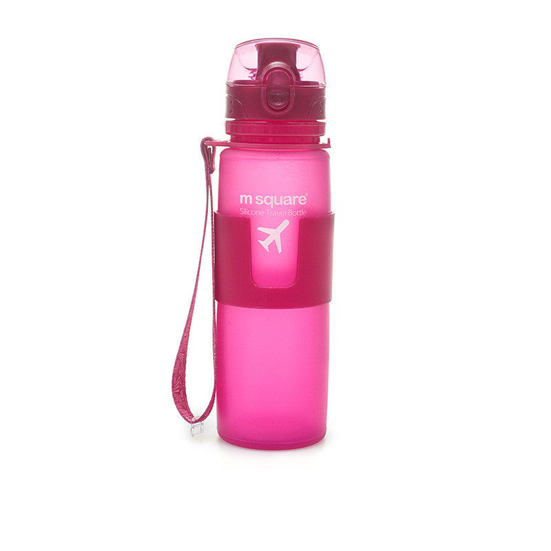 Portable soft silicone sports water bottle in multiple colors and sizes
