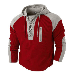 Men's waffle-weave sweatshirt with drawcord in various colors