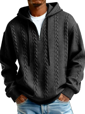 Half-zip hooded sweatshirt with long sleeves and padded patch pockets in various colors