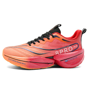 Carbon-plate shock-absorbing running shoes in multiple colors with breathable mesh and rubber outsole