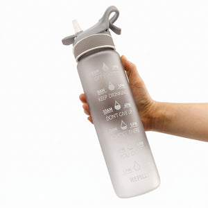 SPORTS WATER BOTTLE WITH STRAW AND TIME MARKER 1000ML