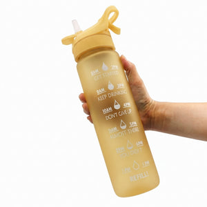 SPORTS WATER BOTTLE WITH STRAW AND TIME MARKER 1000ML