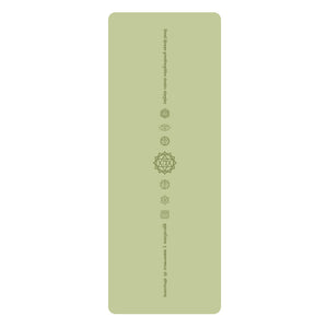 White PU leather yoga mat with natural rubber base rolled out on floor