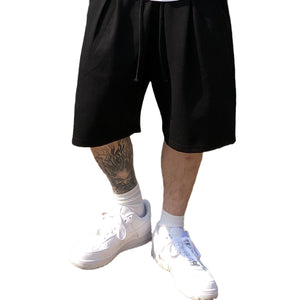 Men's hip hop loose fitness shorts in gray, black, and ivory white colors