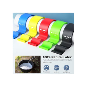 Set of five multi-level resistance bands for strength training and yoga