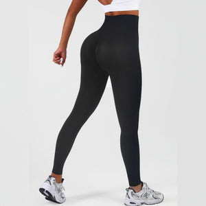 Women's high waisted tummy control yoga leggings in black, coffee, and navy blue