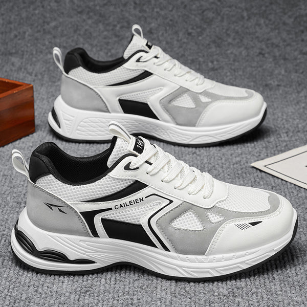 MEN'S BREATHABLE MESH RUNNING SNEAKERS WITH THICK SOLE