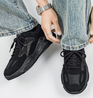 Men's breathable mesh casual sneaker with thick sole in multiple colors