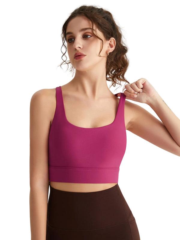 WOMEN'S BREATHABLE SPORTS BRA WITH HOLLOW CROSS STRAPS