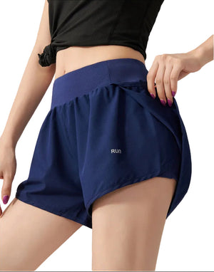Breathable loose casual women's shorts in black, far empty blue, and light gray colors