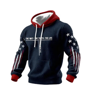 3D digital print men's corn-stitch hoodie in casual street style
