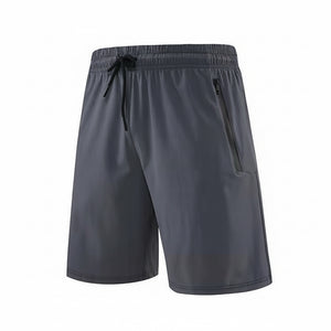 Men's quick dry 5-inch summer fitness shorts in black, dark gray, and haze blue