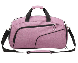 Dry and wet separation fitness travel bag in multiple colors with zipper and multiple compartments