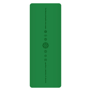 White PU leather yoga mat with natural rubber base rolled out on floor