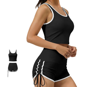 Women's high-support sports set with built-in padded bra in multiple colors