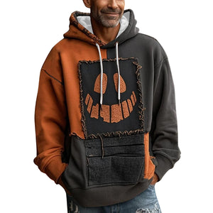 3D-printed men's gaming hoodie with striped pattern and patch pockets