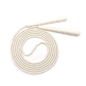 Adjustable bamboo handle skipping rope with soft beads in various colors