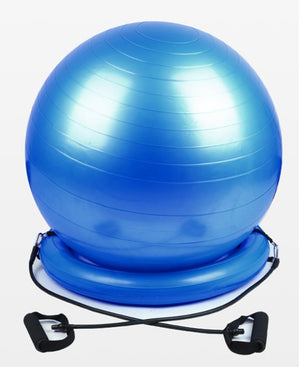 Explosion-proof yoga ball with fixed base and lifting handles