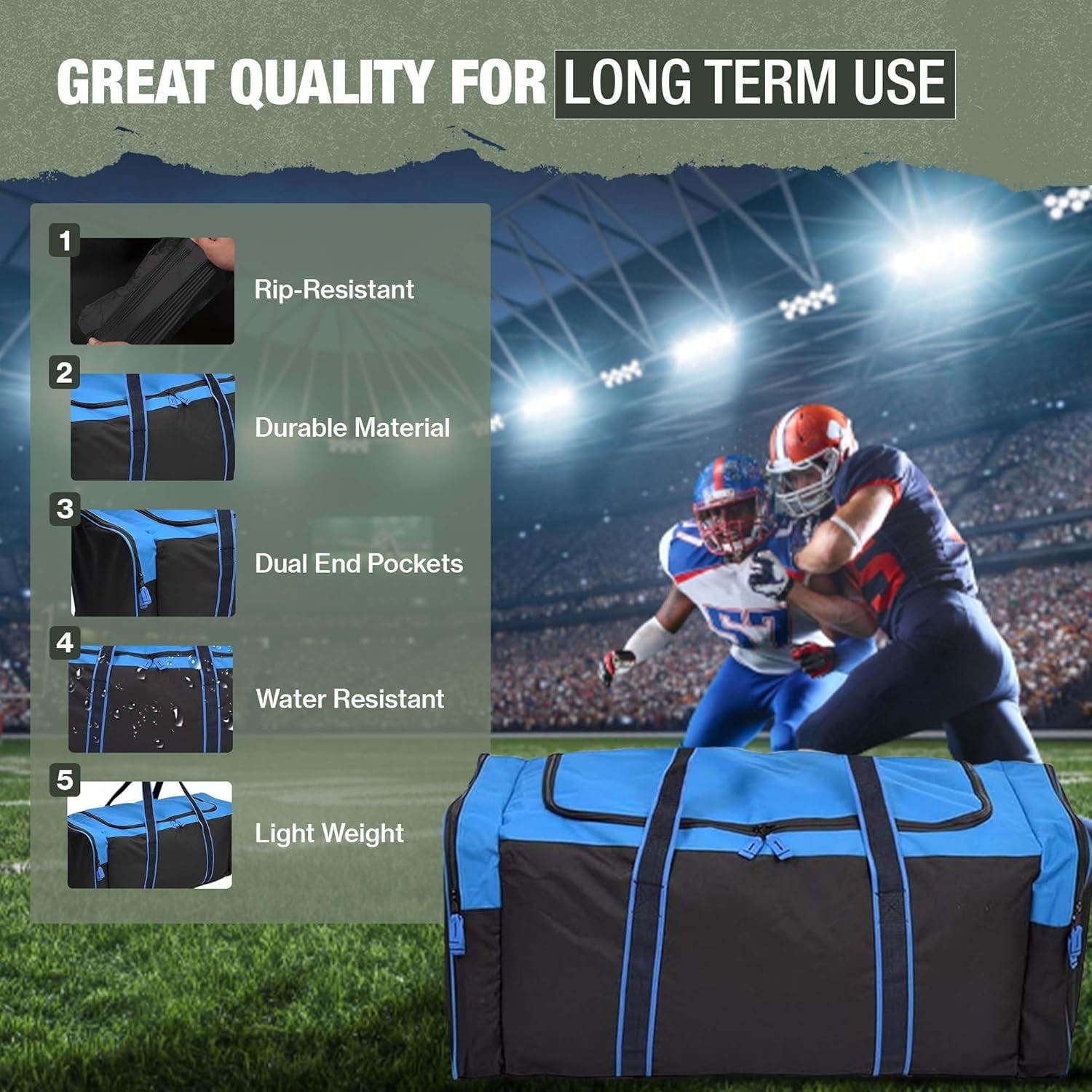 Durable Heavy-Duty Multi-Pocket Sports Gym Duffel Bag for Travel