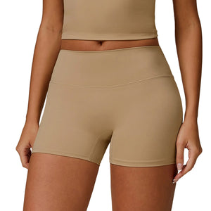 Brushed high waist women's yoga shorts in various colors