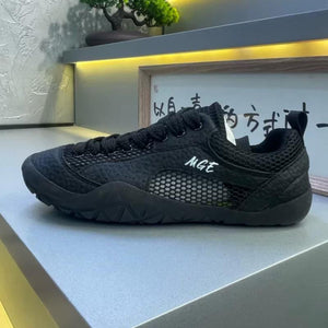 Men's black breathable mesh running sneaker with rubber outsole