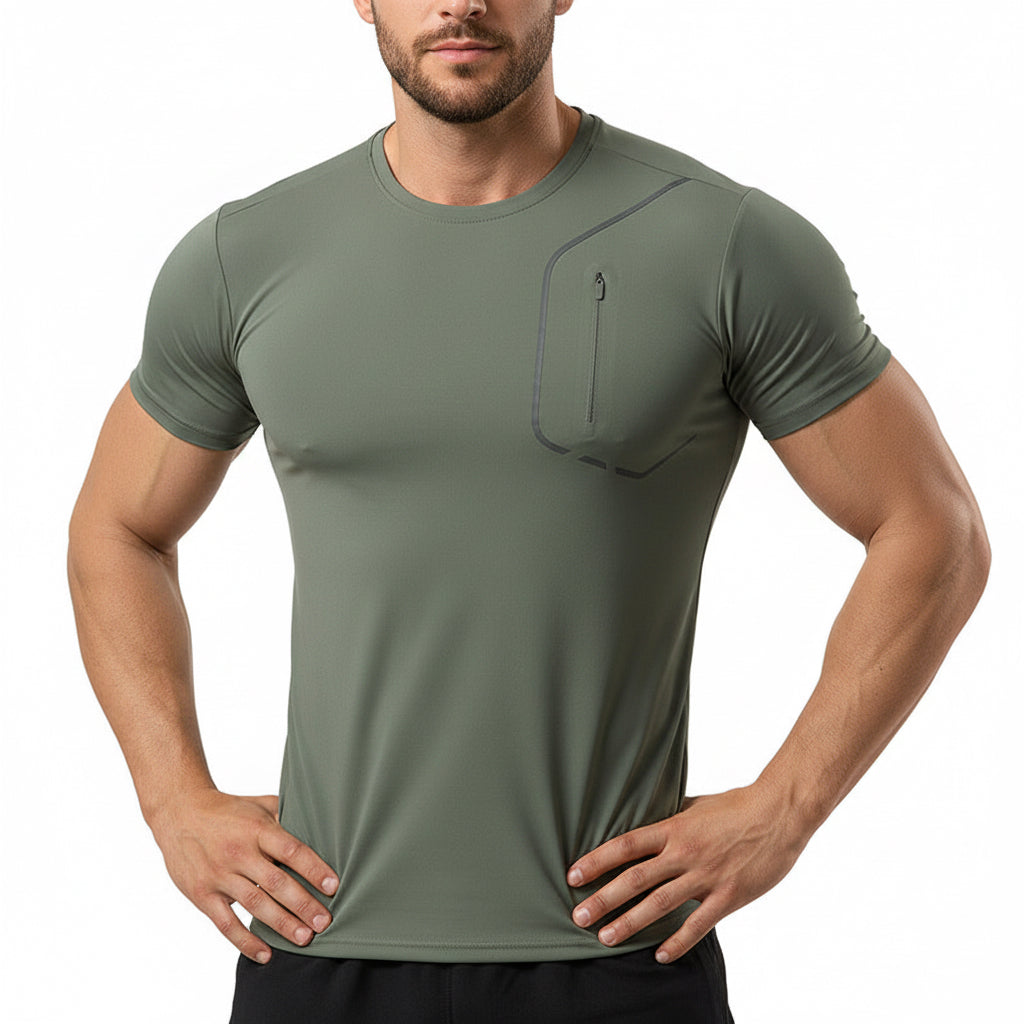 Men's quick-drying short-sleeve nylon T-shirt in multiple solid colors