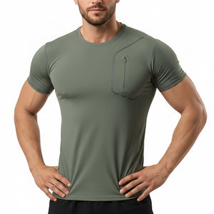 Men's quick-drying short-sleeve nylon T-shirt in multiple solid colors